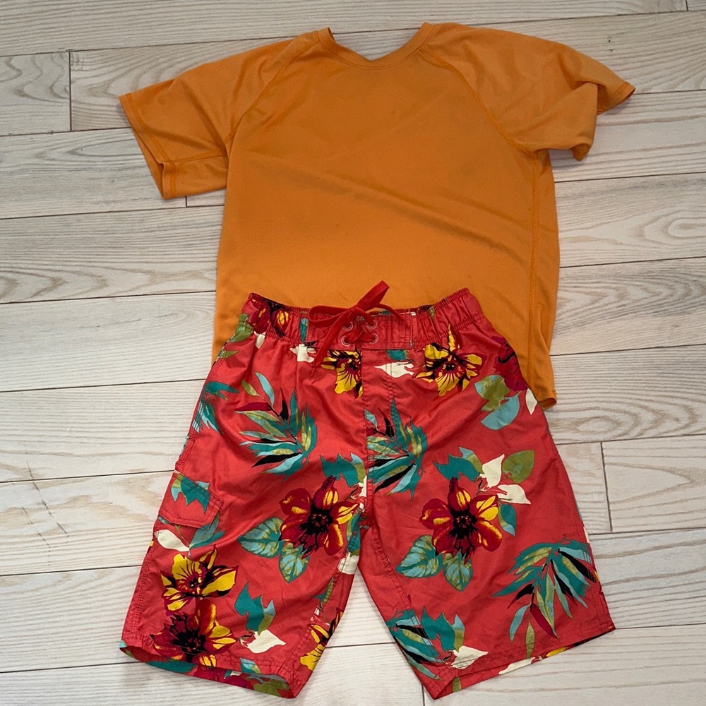 Kanu Surf Vibrant Orange and Red Floral Set